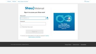 webmail.shaw.ca screenshot