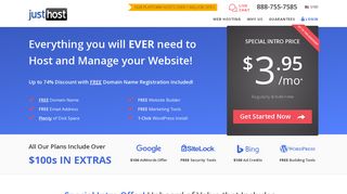 justhost.com screenshot
