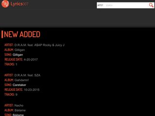 lyrics007.com screenshot